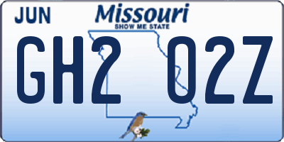MO license plate GH2O2Z
