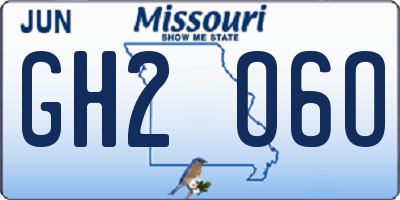 MO license plate GH2O6O