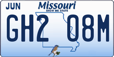 MO license plate GH2O8M
