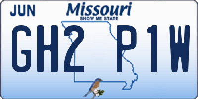 MO license plate GH2P1W