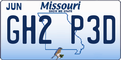 MO license plate GH2P3D