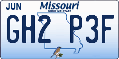 MO license plate GH2P3F