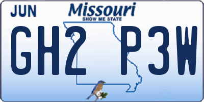 MO license plate GH2P3W