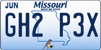 MO license plate GH2P3X
