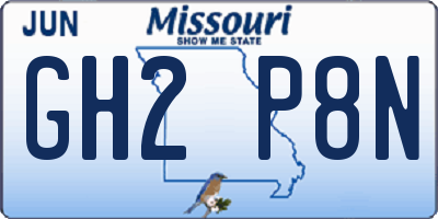MO license plate GH2P8N