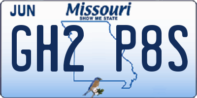 MO license plate GH2P8S