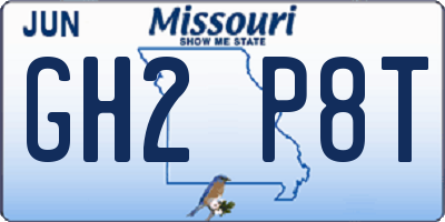 MO license plate GH2P8T