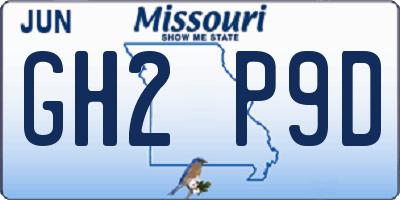 MO license plate GH2P9D