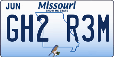 MO license plate GH2R3M