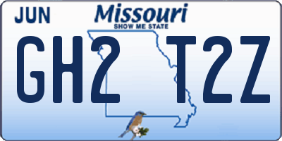 MO license plate GH2T2Z