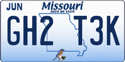 MO license plate GH2T3K