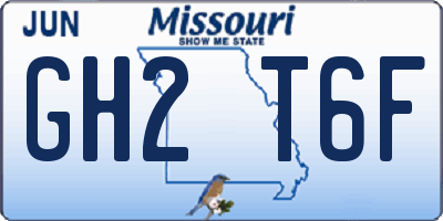 MO license plate GH2T6F