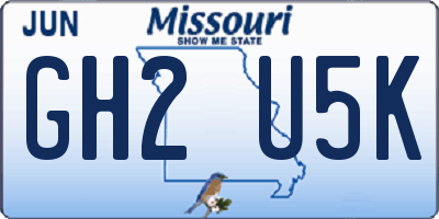 MO license plate GH2U5K