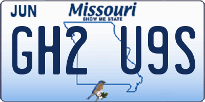 MO license plate GH2U9S