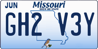 MO license plate GH2V3Y