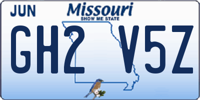 MO license plate GH2V5Z