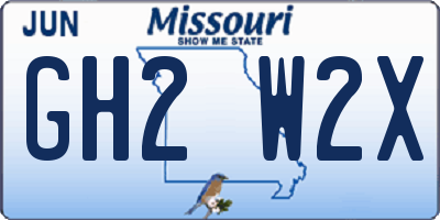 MO license plate GH2W2X