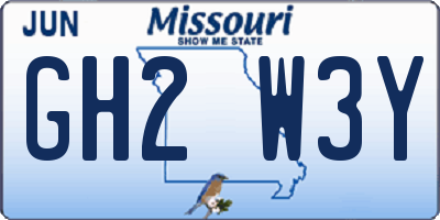 MO license plate GH2W3Y