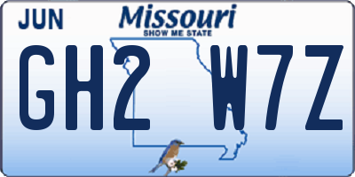MO license plate GH2W7Z