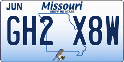 MO license plate GH2X8W