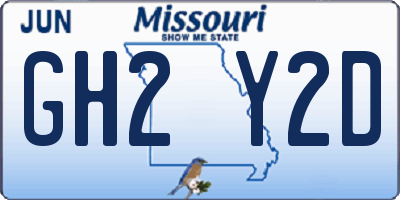 MO license plate GH2Y2D
