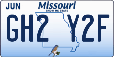 MO license plate GH2Y2F