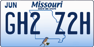 MO license plate GH2Z2H
