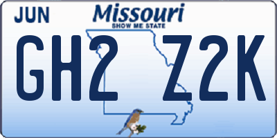 MO license plate GH2Z2K