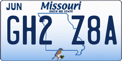 MO license plate GH2Z8A