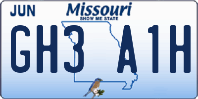 MO license plate GH3A1H
