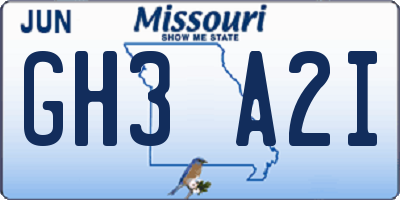 MO license plate GH3A2I