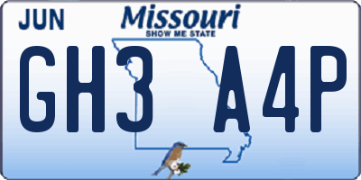 MO license plate GH3A4P