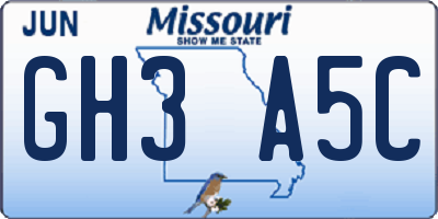 MO license plate GH3A5C