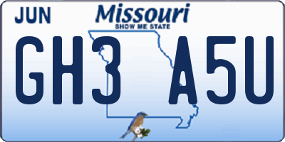 MO license plate GH3A5U