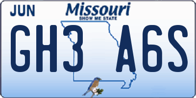 MO license plate GH3A6S