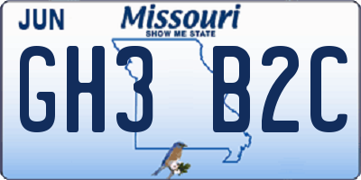 MO license plate GH3B2C