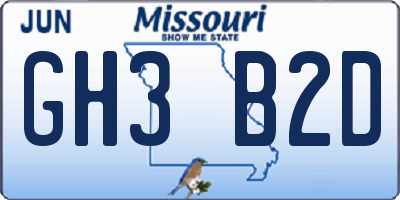 MO license plate GH3B2D
