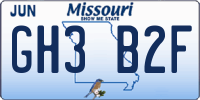 MO license plate GH3B2F