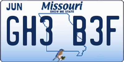 MO license plate GH3B3F