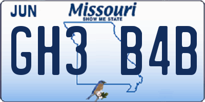 MO license plate GH3B4B