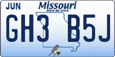 MO license plate GH3B5J