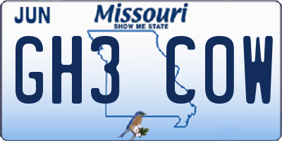 MO license plate GH3C0W