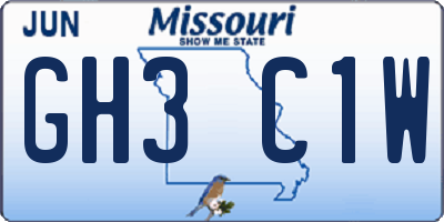 MO license plate GH3C1W