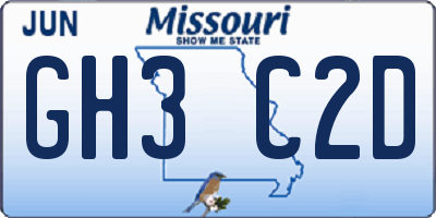 MO license plate GH3C2D