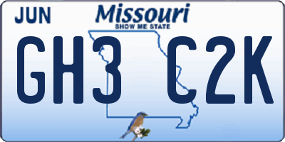 MO license plate GH3C2K