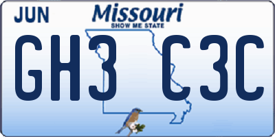 MO license plate GH3C3C