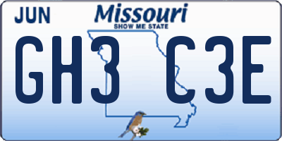 MO license plate GH3C3E