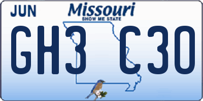 MO license plate GH3C3O