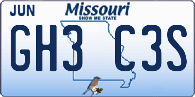 MO license plate GH3C3S