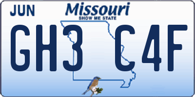 MO license plate GH3C4F